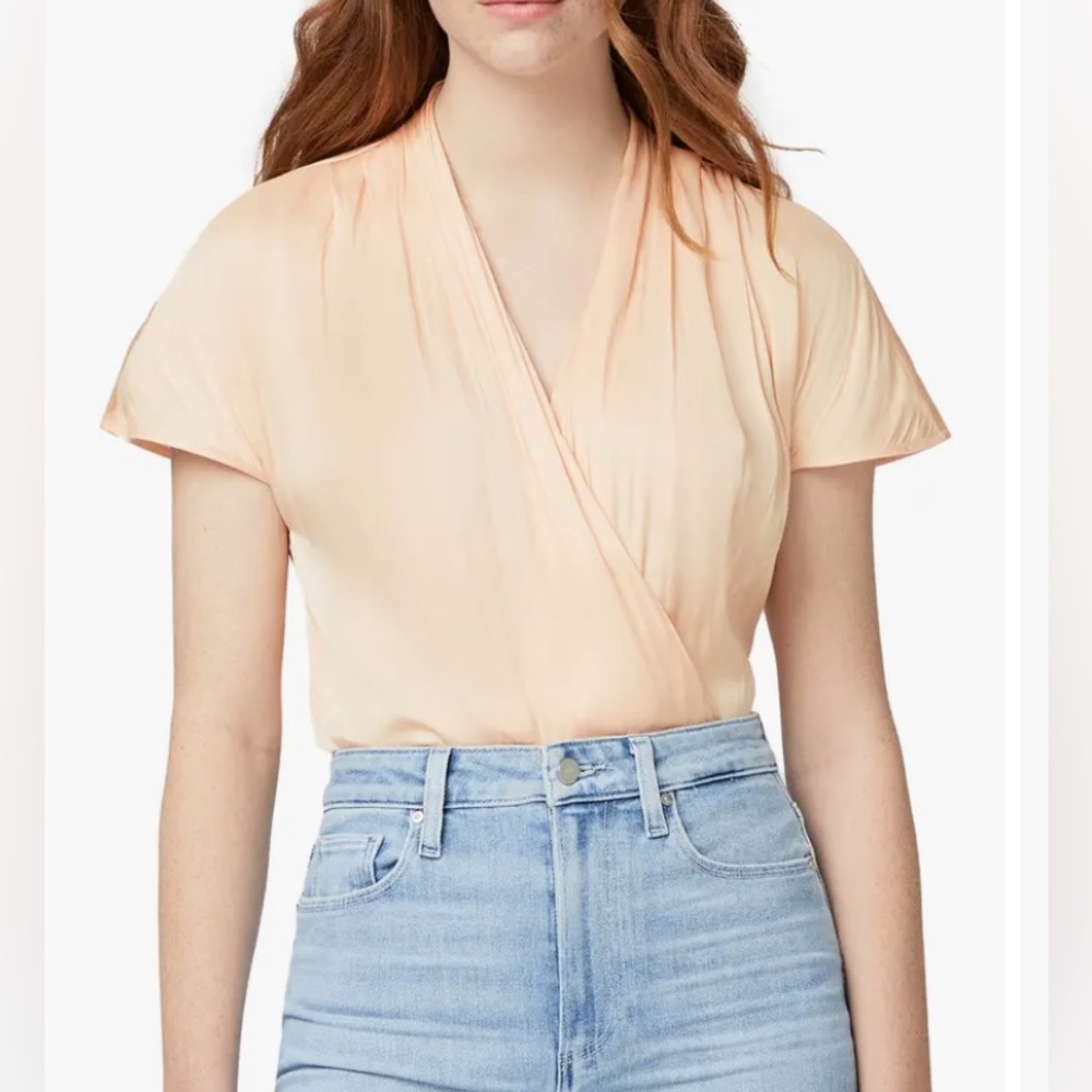 PAIGE Cream Cap Sleeve Wrap Blouse
